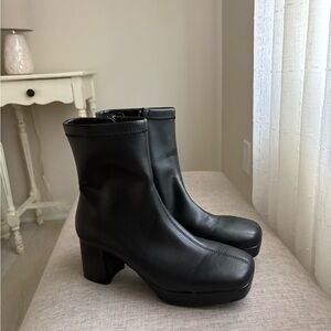 Black vegan leather booties